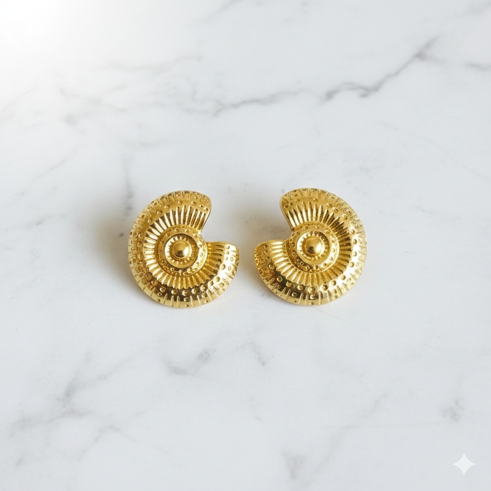 Stainless Steel Elegant Gold Spiral Earrings